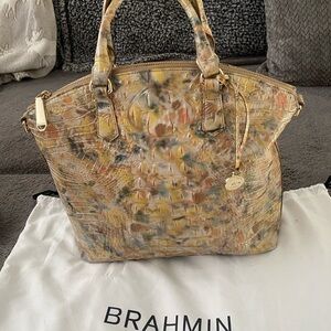 Brahmin Multicolor Croc-Embossed Satchel